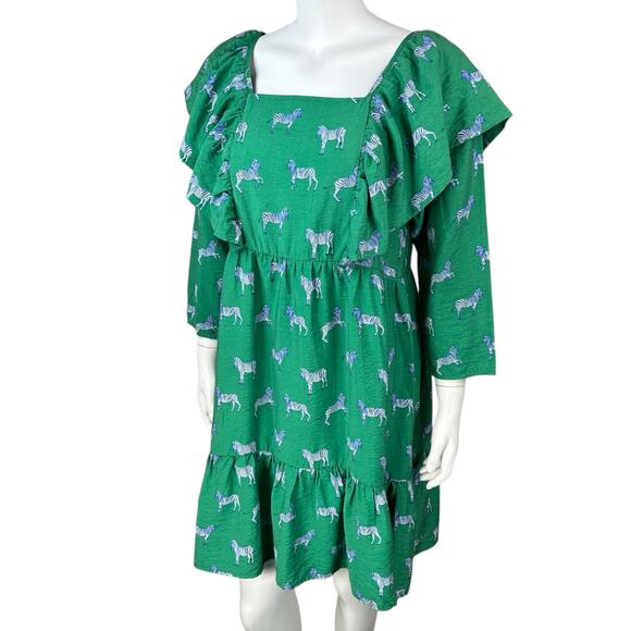 Michelle McDowell Mini Dress Size Medium Zebra Novelty Print Artsy Babydoll - Picture 2 of 9